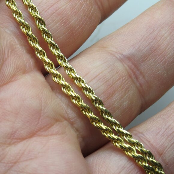 18k *925 Sterling Silver Solid Rope Necklace - Picture 1 of 3